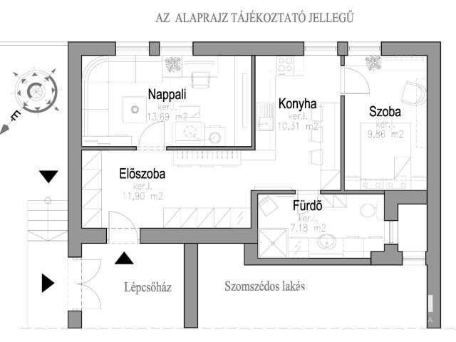 Eladó belvárosi téglalakás