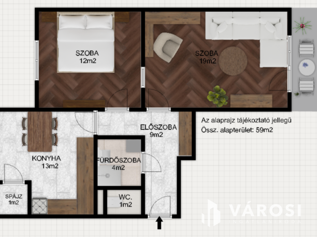 Belvárosi 2. emeleti erkélyes tégla lakás eladó