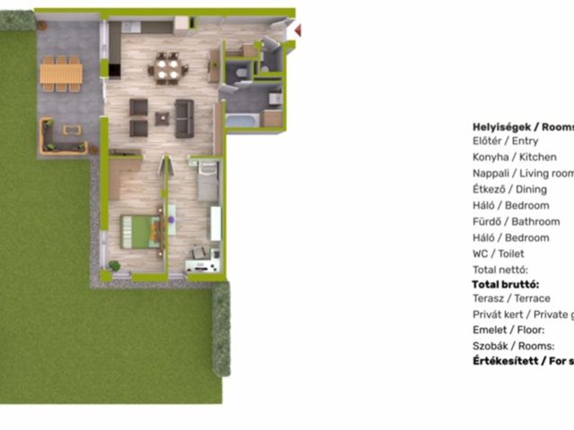 Óriási, 304 m²-es saját kerttel rendelkező új építésű lakás